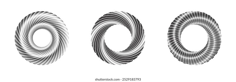 Vector gyration, a dynamic illustration of spin, whirl, and rotation. Vector-art illustration for frame, round logo, sign, symbol