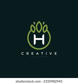 Logo de la letra del vector H. logotipo de diseño minimalista. fondo botánico. monograma de boda. gráfico