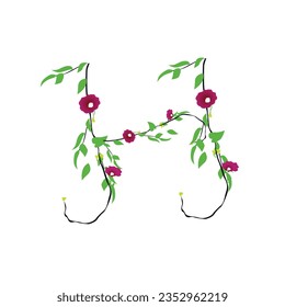 vector H logo design. Floral  h letter logo 