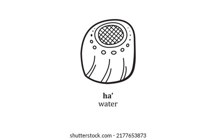 vector ha' (water) mayan symbol hieroglyp illustration icon