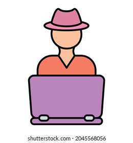 Diseño del icono de contorno relleno del Hacker del vector
