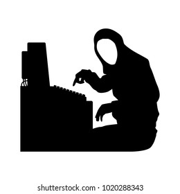 The vector of hacker in silhouette style isolated on white background. Symbol for your web site design, logo, app, UI. Vector illustration, EPS