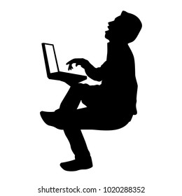 The vector of hacker in silhouette style isolated on white background. Symbol for your web site design, logo, app, UI. Vector illustration, EPS