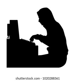 The vector of hacker in silhouette style isolated on white background. Symbol for your web site design, logo, app, UI. Vector illustration, EPS