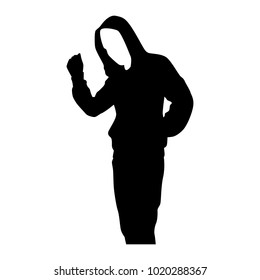 The vector of hacker in silhouette style isolated on white background. Symbol for your web site design, logo, app, UI. Vector illustration, EPS