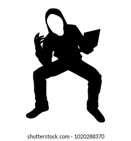 The vector of hacker in silhouette style isolated on white background. Symbol for your web site design, logo, app, UI. Vector illustration, EPS