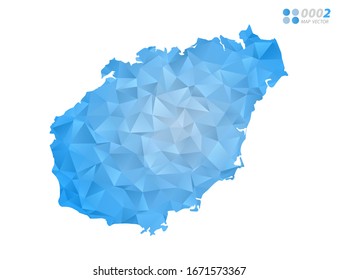 Vector Hainan map blue polygon triangle mosaic with white background. style gradient.