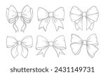 Vector hair bow. Drawn in a manual style sketch, bow in a linear style. Graphic illustration.