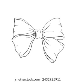 Vector hair bow. Drawn in a manual style sketch, bow in a linear style. Graphic illustration.