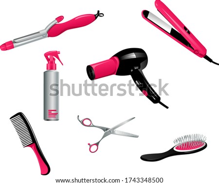 Vector Hair Care and Styling Tools and Products