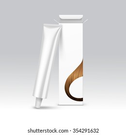Vector Hair Color Dye Shampoo Balsam Balm Mask Packaging Packing Pack Box Tube Isolated on Background