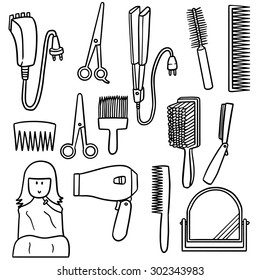 vector of hair dressing set