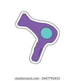 Vector hair dryer sticker on a white background.