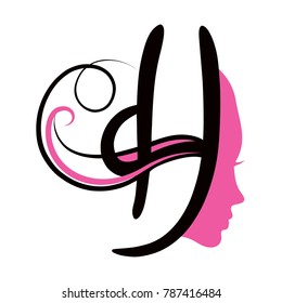 vector hair logo icon h letter
