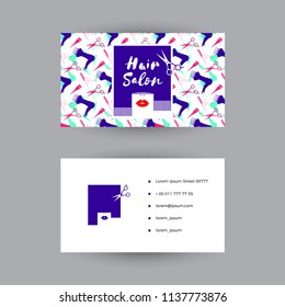 Vector hair salon business card template, element design, hairdresser, bright banner, abstract hair style, modern card, logo hair salon.