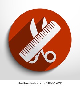 Vector hair salon tools with scissors and comb
