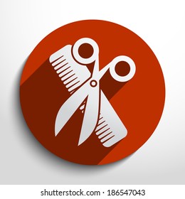 Vector hair salon tools with scissors and comb
