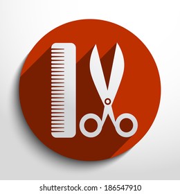 Vector hair salon tools with scissors and comb