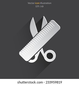 Vector hair salon tools with scissors and comb