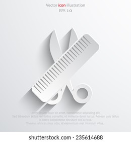 Vector hair salon tools with scissors and comb