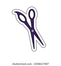 Vector hair scissors sticker on a white background.