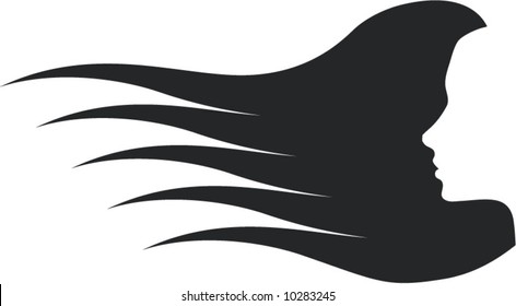 vector hair silhouette logo icon