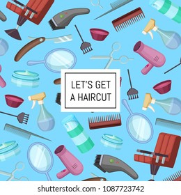 Vector hairdresser or barber cartoon elements