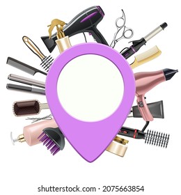 Vector Hairdressing Concept with Pick Point isolated on white background
