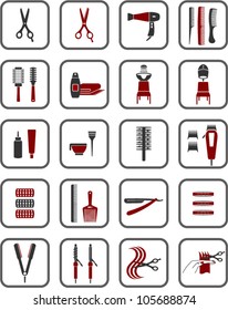 Vector hairdressing equipment, vector logo design