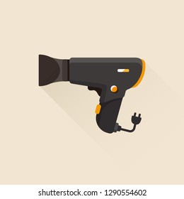 vector hairdryer, blowdryer with nozzle / hair drying symbol / isolated, sign and icon template