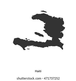 Vector Haiti map with borders in black on a white background