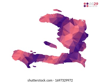 Vector of Haiti map colorful polygon red triangle mosaic with white background. style gradient.