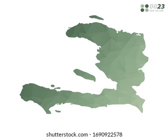 Vector del mapa de Haití mosaico triángulo de polígono verde con fondo blanco. degradado de estilo.