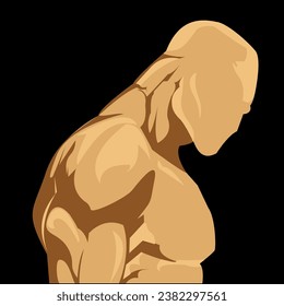 vector half body muscular body from the side