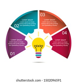 Vector Half Circle, Infographic Puzzle, Diagram Cycle, Graph, Diagram Presentation. Business Concept With 4 Options, Parts, Steps, Processes. Slide Template For Business, Project, Presentation.