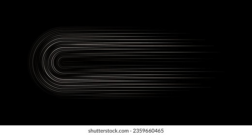 Vector half circle lines flowing dynamic pattern black grey gradient isolated on black background in concept speed, technology, digital, modern