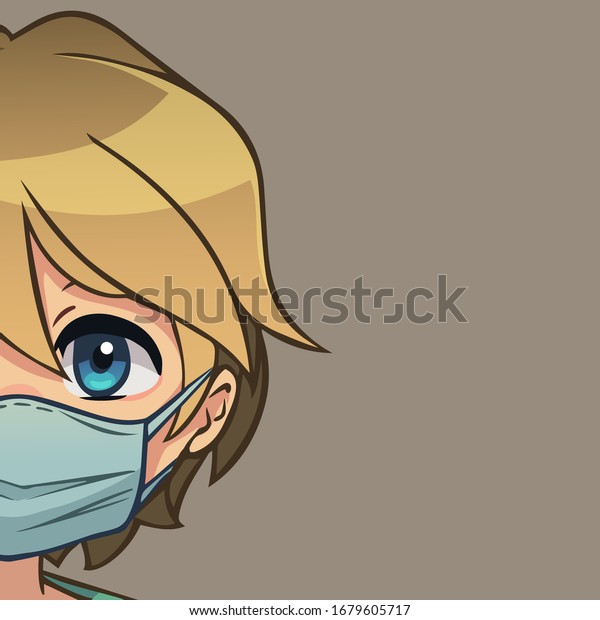 vector half head anime character medical stock vector