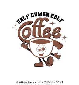 Vector Half Human Half Coffee-Coffee T-shirt.