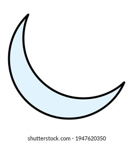 Diseño del icono de contorno de media luna del vector
