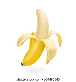 Vector half peeled Banana isolated realistic illustration