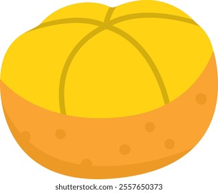 Vector half peeled tangerine icon. Hand drawn flat citrus fruit illustration. Cartoon orange clipart. Fresh food isolated on white background