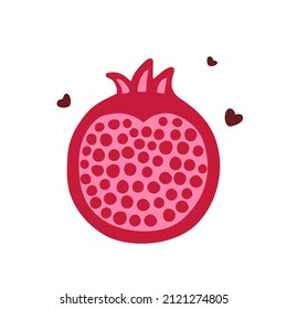 Vector half pomegranate fruit on white background