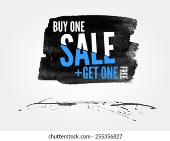vector Half price sale watercolor banner with splashes of ink
