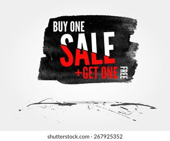 vector Half price sale watercolor banner with splashes of ink