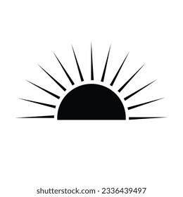 Vector half of the sun sunrise and sunset flat style vector illustration isolated on white background.