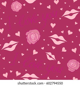 Vector half tone blending mini hearts on a pink background. Repeating seamless pattern for Valentines day.