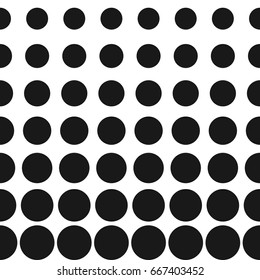 Vector half tone circles seamless pattern. Halftone dots abstract monochrome background. Gradient transition effect. Simple modern black & white dotted texture. Stylish spotted design for prints, web