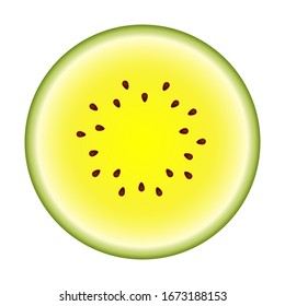 Vector half yellow watermelon. Cute Vector illustration gradient fill isolated on white background, cartoon logo and icon. Concept of healthy lifestyle and ripe fruits