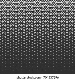 Vector halftone abstract background, black white gradient gradation. Geometric mosaic triangle shapes monochrome pattern. Simple backdrop design.