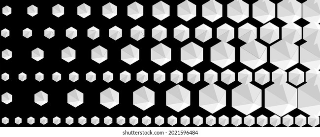 Fondo abstracto de medio tono vectorial. Malla triangular monocroma, hexágono. Textura poligonal moderna.